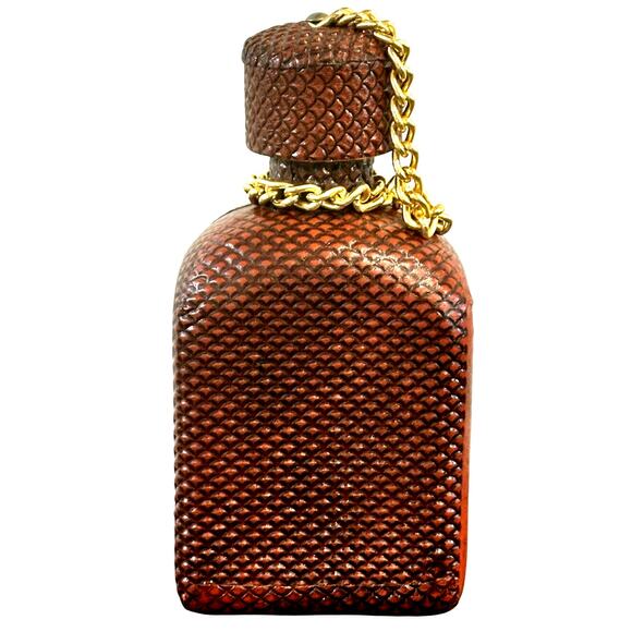 Tool Embossed Leather Wrapped Vintage Spirits Amber Bottle Decanter Cork Stopper - Picture 3 of 7